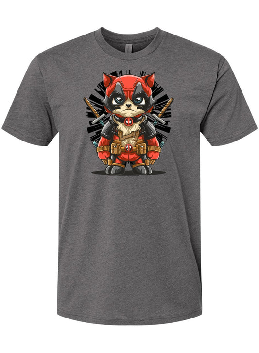 Epic Fusion: Deadpool Inspired Cat Graphic Tee -